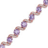 Thumbnail Image 1 of Previously Owned - 6.0mm Rose de France Amethyst and Lab-Created White Sapphire Bracelet in Sterling Silver with 18K Rose Gold Plate - 7.5"