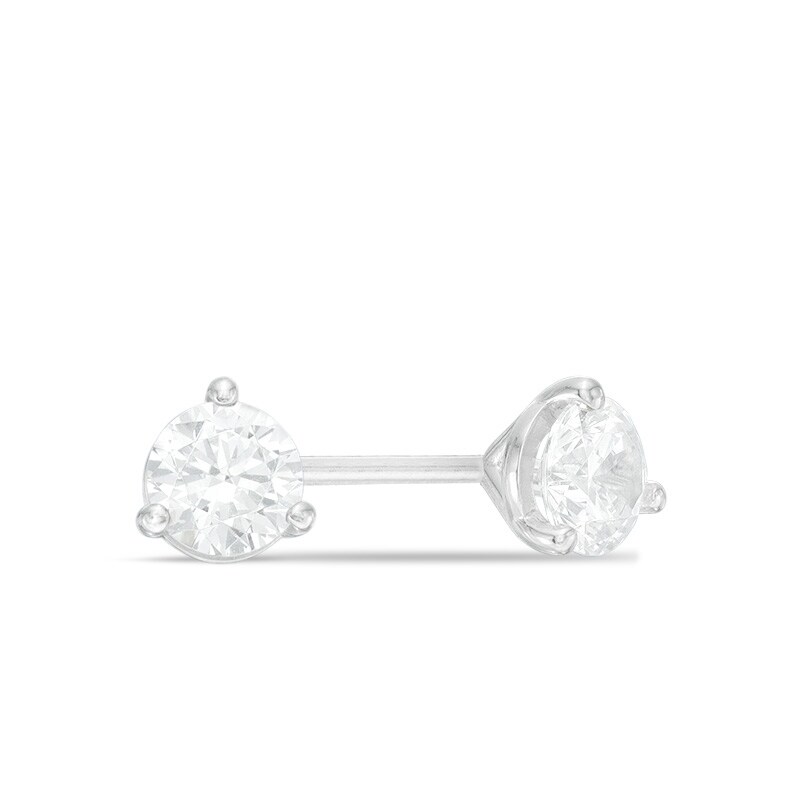 Main Image 1 of Previously Owned - 1/2 CT. T.W. Diamond Solitaire Stud Earrings in 14K White Gold (I/I2)