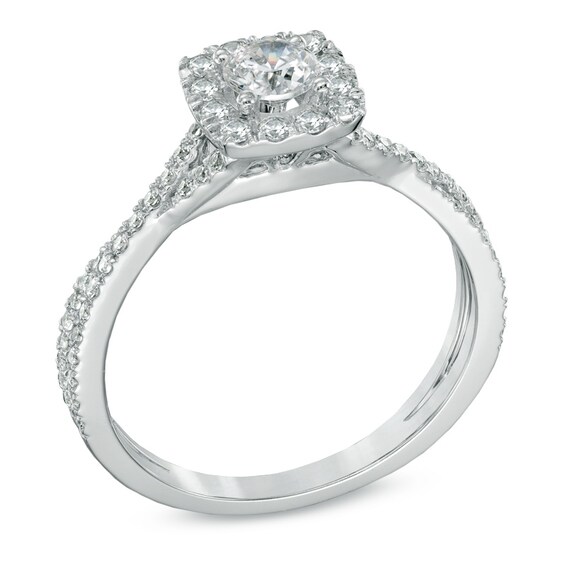 Previously Owned - Celebration GrandÂ® 3/4 CT. T.w. Diamond Frame Engagement Ring in 14K White Gold (H-I/I1)