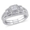Thumbnail Image 1 of Previously Owned - 1/4 CT. T.W. Quad Princess-Cut Diamond Frame Bridal Set in Sterling Silver