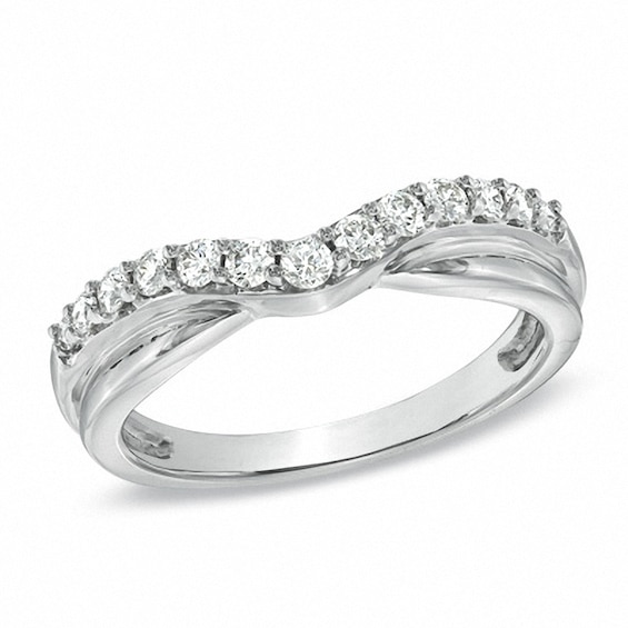 Previously Owned - 3/8 CT. T.w. Diamond Contour Wedding Band in 18K White Gold (H/Vs2)