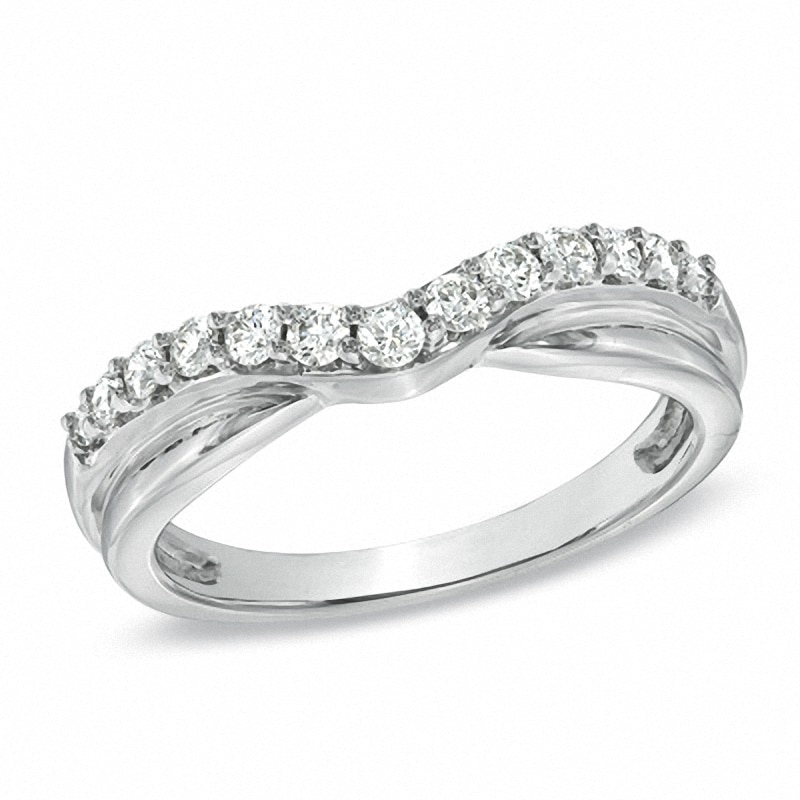Main Image 1 of Previously Owned - 3/8 CT. T.W. Diamond Contour Wedding Band in 18K White Gold (H/VS2)