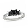 Thumbnail Image 1 of Previously Owned - 1-1/2 CT. T.W. Princess-Cut Enhanced Black and White Diamond Three Stone Ring in 10K White Gold