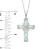 Thumbnail Image 2 of Previously Owned - Lab-Created Opal and White Sapphire Wrap Cross Pendant in Sterling Silver