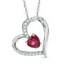 Thumbnail Image 1 of Previously Owned - 6.0mm Heart-Shaped Lab-Created Ruby and White Sapphire Heart Pendant in Sterling Silver