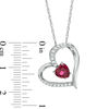 Thumbnail Image 2 of Previously Owned - 6.0mm Heart-Shaped Lab-Created Ruby and White Sapphire Heart Pendant in Sterling Silver