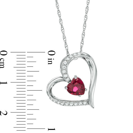 Previously Owned - 6.0mm Heart-Shaped Lab-Created Ruby and White Sapphire Heart Pendant in Sterling Silver