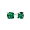 Thumbnail Image 1 of Previously Owned - 6.0mm Cushion-Cut Lab-Created Checkerboard Green Spinel Solitaire Stud Earrings in 10K White Gold