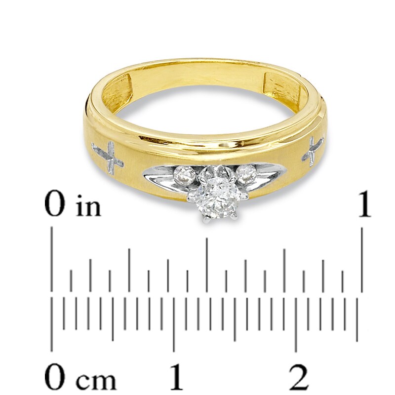 Main Image 3 of Previously Owned - 1/4 CT. T.W. Diamond Cross Engagement Ring in 14K Gold