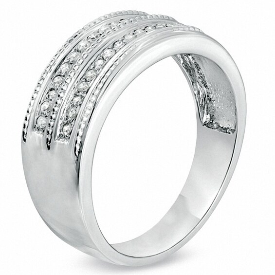 Previously Owned - 1/5 CT. T.w. Diamond and Milgrain Wedding Band in 10K White Gold
