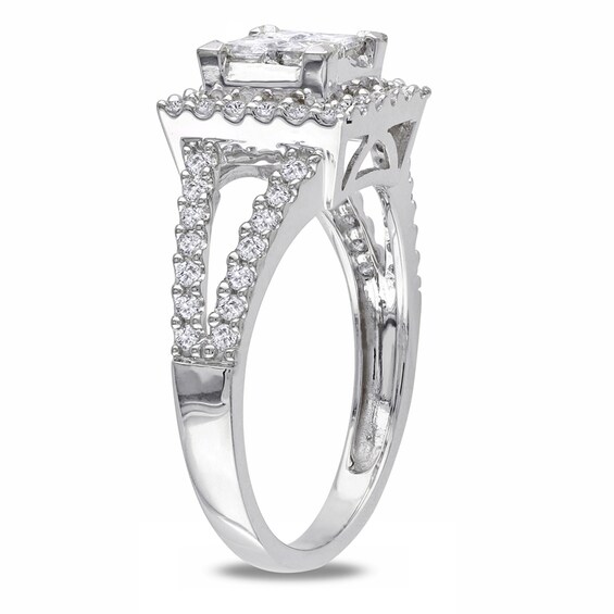 Previously Owned - 1 CT. T.w. Quad Princess-Cut Diamond Frame Ring in 14K White Gold