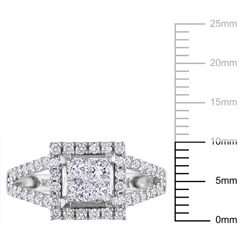 Main Image 3 of Previously Owned - 1 CT. T.W. Quad Princess-Cut Diamond Frame Ring in 14K White Gold