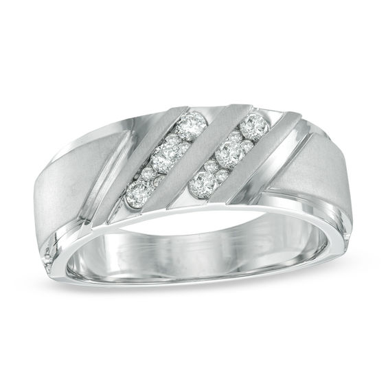 Previously Owned - 3/8 CT. T.w. Diamond Slant Band in 10K White Gold