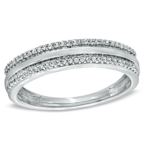 Previously Owned - 1/5 CT. T.w. Diamond Edge Wedding Band in 10K White Gold