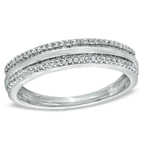 Previously Owned - Men's 1/5 CT. T.w. Diamond Edge Wedding Band in 10K White Gold