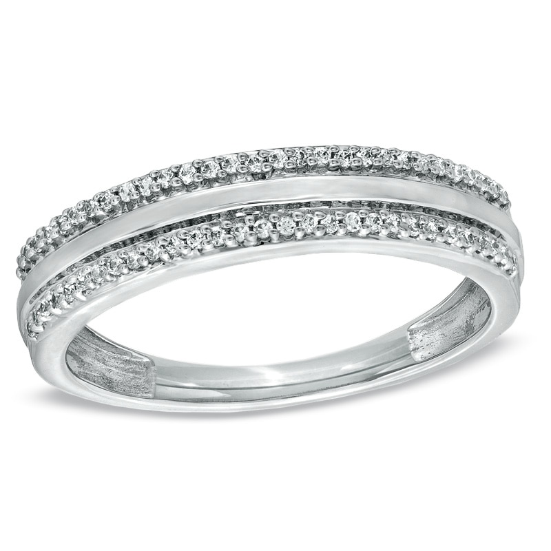 Main Image 1 of Previously Owned - 1/5 CT. T.W. Diamond Edge Wedding Band in 10K White Gold