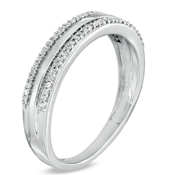 Previously Owned - Men's 1/5 CT. T.w. Diamond Edge Wedding Band in 10K White Gold