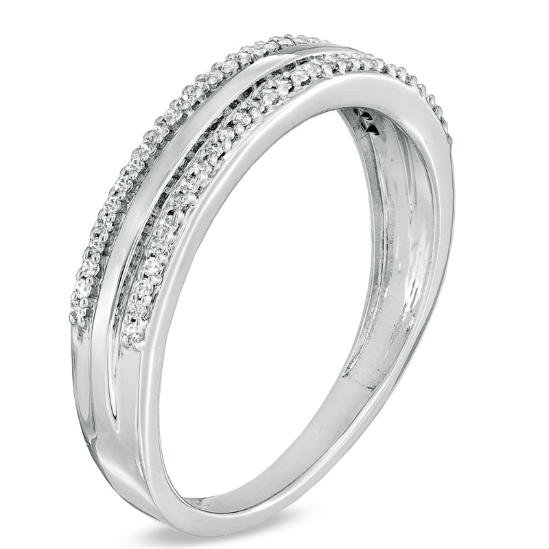 Main Image 2 of Previously Owned - 1/5 CT. T.W. Diamond Edge Wedding Band in 10K White Gold