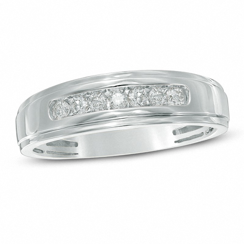Main Image 1 of Previously Owned - 1/4 CT. T.W. Diamond Comfort Fit Band in 10K White Gold