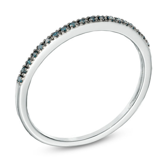 Previously Owned - Enhanced Blue Diamond Accent Band in 14K White Gold