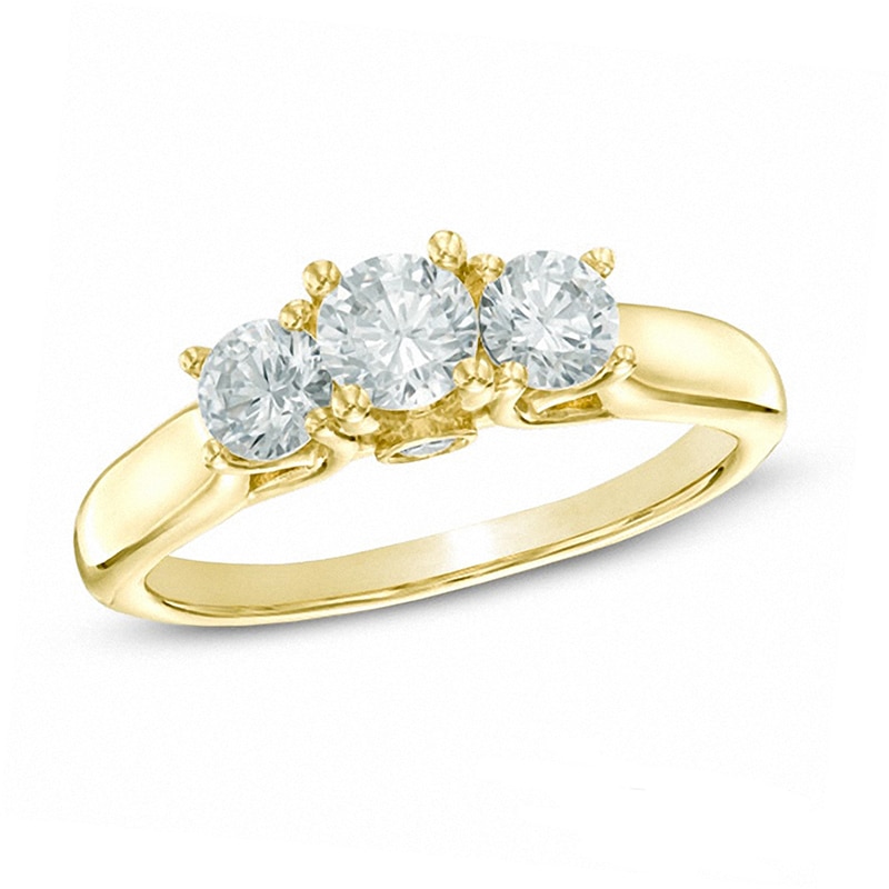 Main Image 1 of Previously Owned - 1 CT. T.W. Diamond Past Present Future® Engagement Ring in 14K Gold (I/I2)