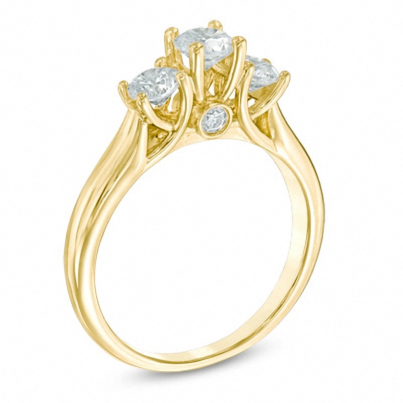 Main Image 2 of Previously Owned - 1 CT. T.W. Diamond Past Present Future® Engagement Ring in 14K Gold (I/I2)