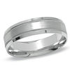 Thumbnail Image 1 of Previously Owned - 6.0mm Brushed Center Wedding Comfort Fit Band in 10K White Gold