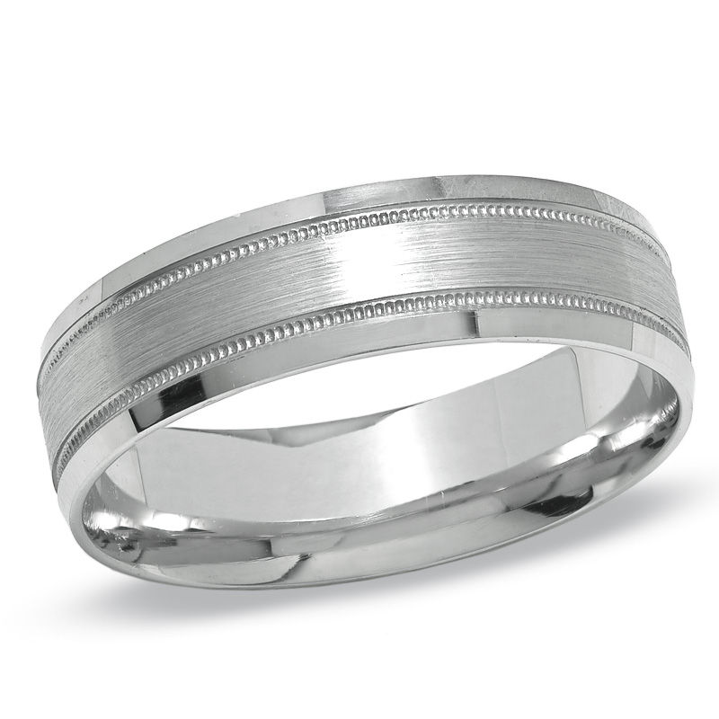 Main Image 1 of Previously Owned - 6.0mm Brushed Center Wedding Comfort Fit Band in 10K White Gold