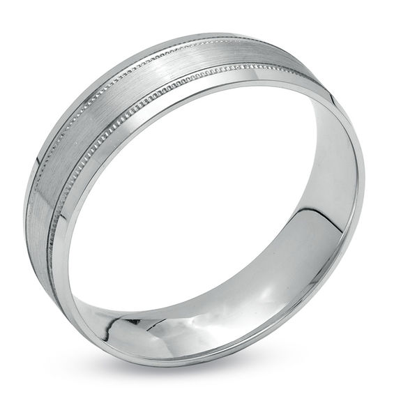 Previously Owned - 6.0mm Brushed Center Wedding Comfort Fit Band in 10K White Gold