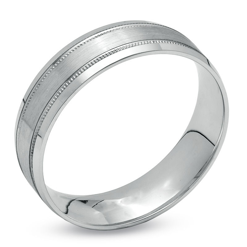 Main Image 2 of Previously Owned - 6.0mm Brushed Center Wedding Comfort Fit Band in 10K White Gold