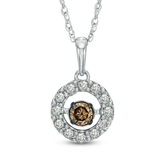 Previously Owned - 1/3 CT. T.w. Champagne and White Diamond Frame Pendant in 10K White Gold