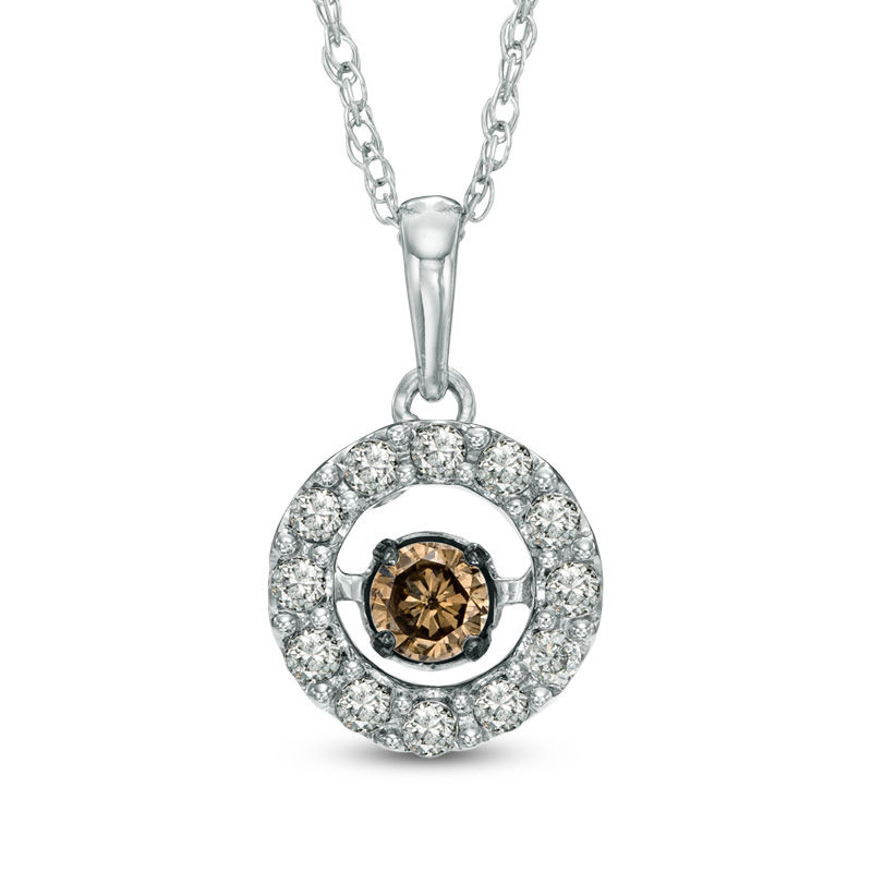 Previously Owned - 1/3 CT. T.W. Champagne and White Diamond Frame Pendant in 10K White Gold