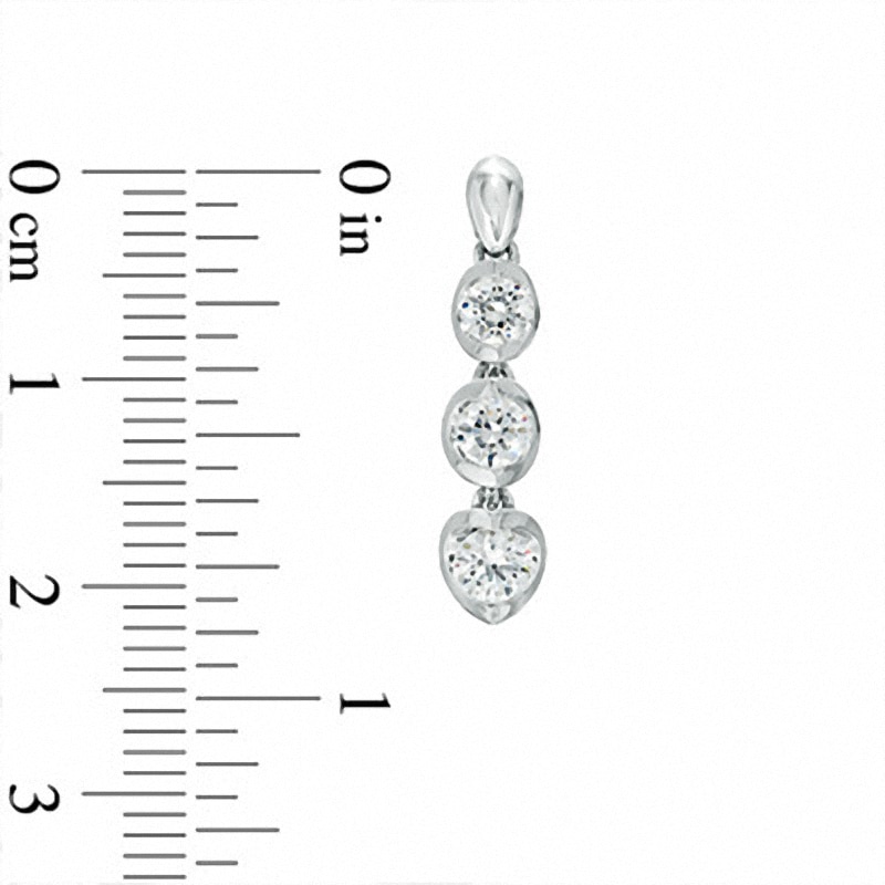 Main Image 2 of Previously Owned - 1 CT. T.W. Diamond Three Stone Drop Earrings in 14K White Gold (I/I2)