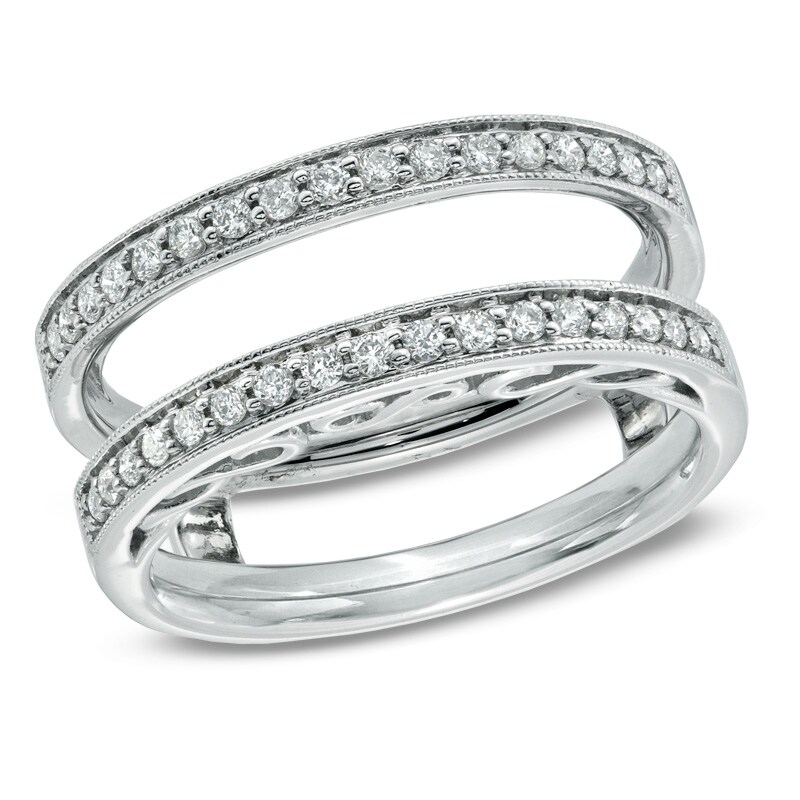 Main Image 1 of Previously Owned - 1/3 CT. T.W. Diamond Milgrain Edge Solitaire Enhancer in 14K White Gold