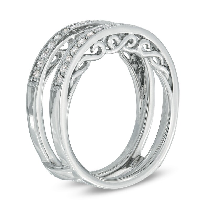 Main Image 2 of Previously Owned - 1/3 CT. T.W. Diamond Milgrain Edge Solitaire Enhancer in 14K White Gold