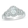 Thumbnail Image 1 of Previously Owned - Vera Wang Love Collection 1 CT. T.W. Oval Diamond Frame Engagement Ring in 14K White Gold