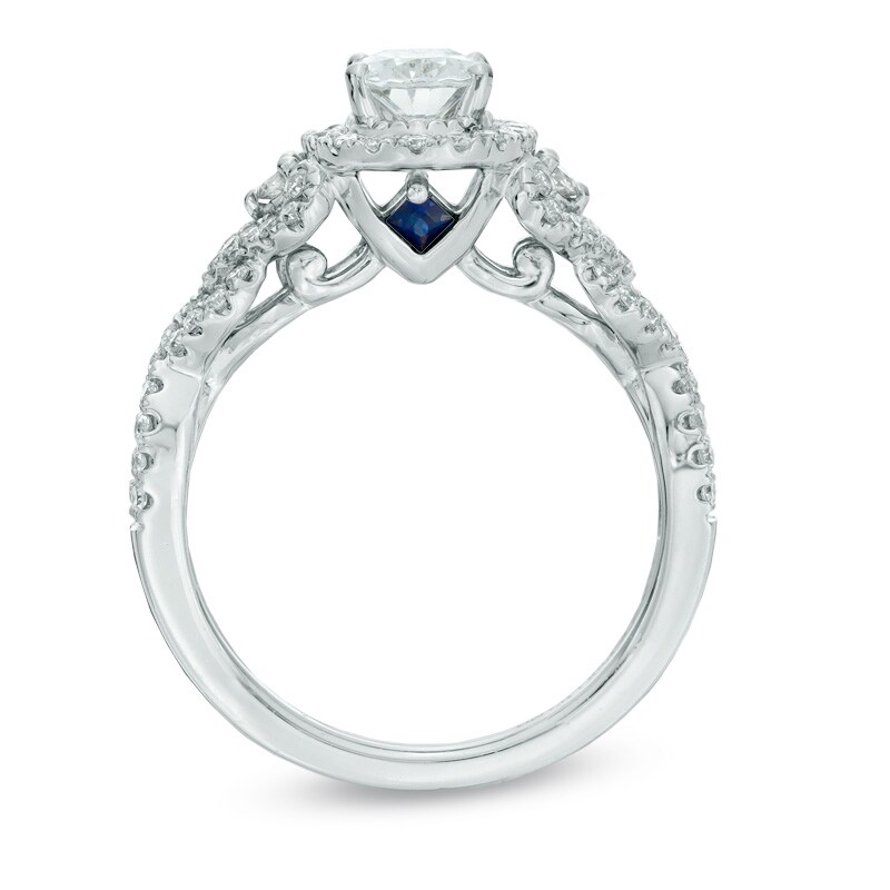 Main Image 3 of Previously Owned - Vera Wang Love Collection 1 CT. T.W. Oval Diamond Frame Engagement Ring in 14K White Gold