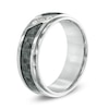 Thumbnail Image 2 of Previously Owned - 1/10 CT. T.W. Diamond Three Stone Grey Carbon Fiber Comfort Fit Stainless Steel Wedding Band