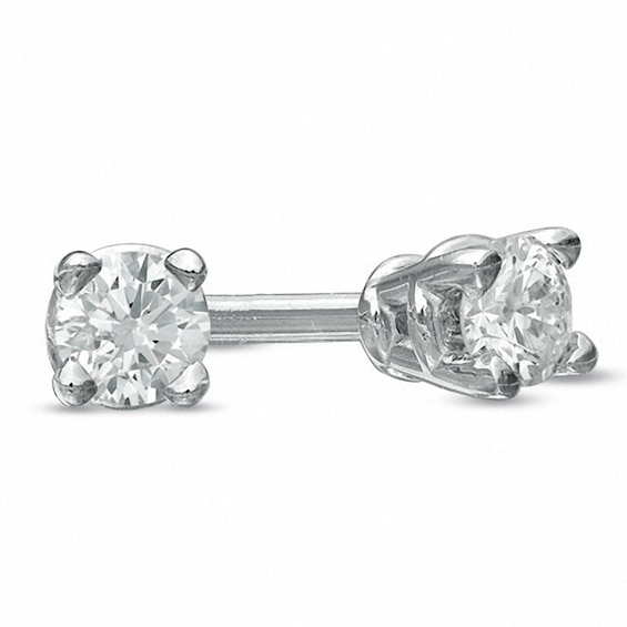 Previously Owned - 1/10 CT. T.w. Diamond Solitaire Stud Earrings in 14K White Gold (J/I3)