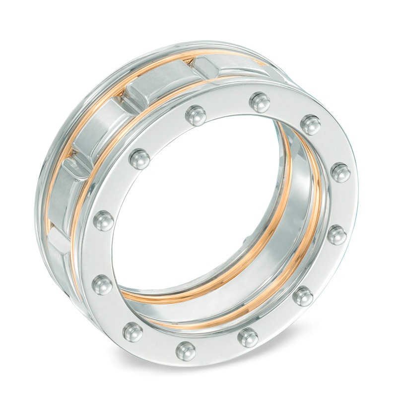 Previously Owned - Men's Riveted Ring in Two-Tone Stainless Steel