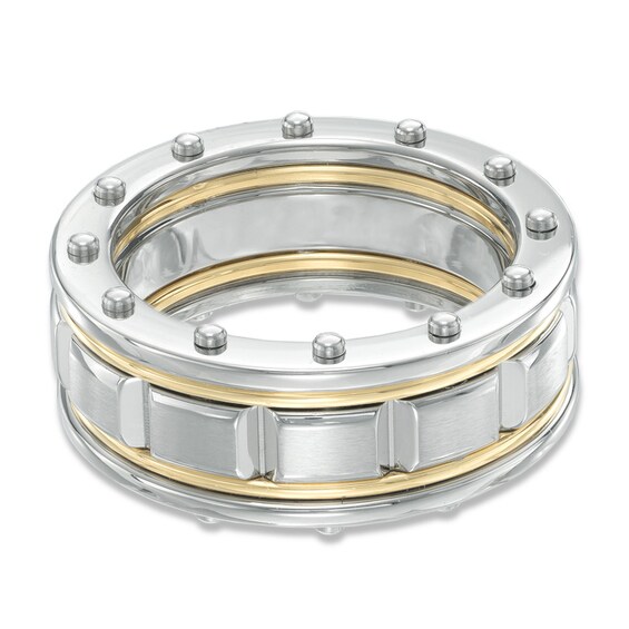 Previously Owned - Riveted Ring in Two-Tone Stainless Steel