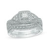 Thumbnail Image 1 of Previously Owned - 1/2 CT. T.W. Princess-Cut Diamond Frame Twist Vintage-Style Bridal Set in 14K White Gold