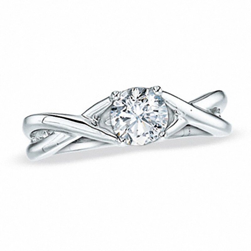 Main Image 1 of Previously Owned - 1 CT. T.W. Diamond Solitaire Twist Engagement Ring in 14K White Gold