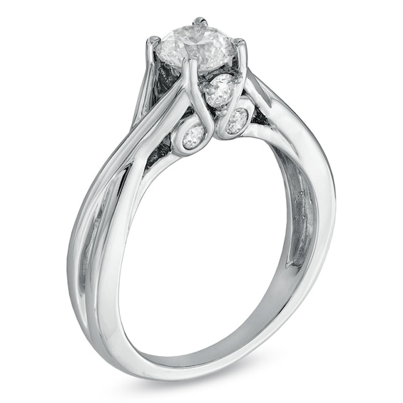 Previously Owned - 1 CT. T.w. Diamond Solitaire Twist Engagement Ring in 14K White Gold