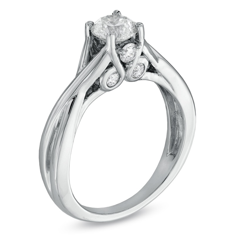 Main Image 2 of Previously Owned - 1 CT. T.W. Diamond Solitaire Twist Engagement Ring in 14K White Gold