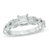 Thumbnail Image 1 of Previously Owned - 1 CT. T.W. Princess-Cut Diamond Past Present Future® Twist Ring in 14K White Gold