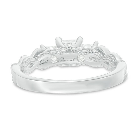 Previously Owned - 1 CT. T.w. Princess-Cut Diamond Past Present FutureÂ® Twist Ring in 14K White Gold