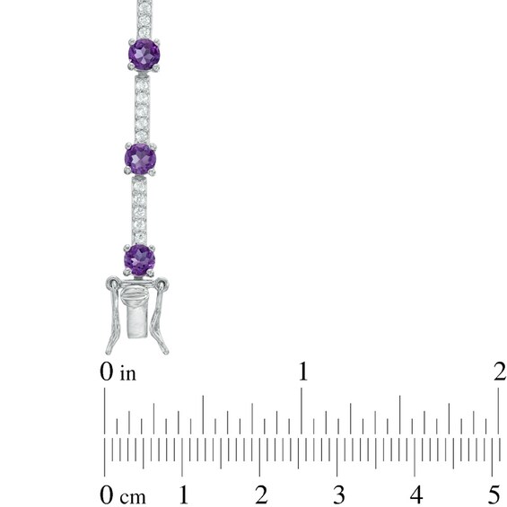 Previously Owned - 4.0mm Amethyst and Lab-Created White Sapphire Bracelet in Sterling Silver - 7.25"