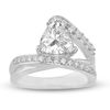 Thumbnail Image 1 of Previously Owned - Trillion-Cut Lab-Created White Sapphire Split Shank Ring in Sterling Silver