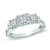 Thumbnail Image 1 of Previously Owned - 1/2 CT. T.W. Princess-Cut Quad Diamond Frame Three Stone Engagement Ring in 10K White Gold